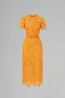 Orange Jardin Embellished Lace A-Line Midi Dress for women, from IHF STUDIO, The Viet Concept 