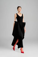 Chandler Asymmetric V-Neck Polyester Ankle Length Dress for women, from Maison Des Copains, The Viet Concept