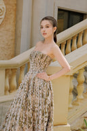 LINH PHUNG • Viremoss Botanical Print Corset Midi Dress