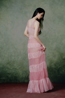 Symphonic Flamingo Pink Tiered Sequin Gown for women, from LINH PHUNG, The Viet Concept