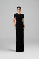 Serra Crystal Cape-Sleeve Crepe Evening Gown for women, from 21SIX, The Viet Concept