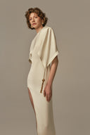 Oreiller Cream Crepe Silk-Lined Evening Gown for women, from POEM, The Viet Concept