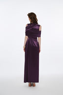 LUCILLA • Rei Asymmetric Off-Shoulder Satin Evening Gown