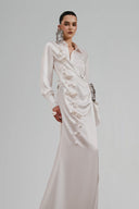 Terell Mermaid Side Slit Silk Satin Floor Length Dress for women, from Ha Thanh Viet, The Viet Concept 