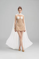 LINH PHUNG • Maren Couture Embellished Corset Mini Dress With Silk Shawl