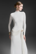 Corvina Rouge Draped Floor-Length Gown for women, from MAISON DES COPAINS, The Viet Concept 