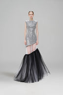 Freya Asymmetrical Sequin Gown with Layered Tulle Train for women, from SORAMAME, The Viet Concept