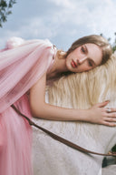 Juliette Ruffle Trim Mesh A-Line Evening Gown for women, from LINH PHUNG, The Viet Concept