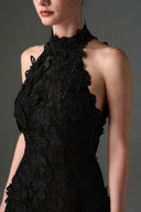 IHF STUDIO • Scarlet Floral Lace Halter A-Line Evening Gown
