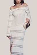 White Leia Off-Shoulder Maxi Dress for women, from La Vierge, the Viet Concept 