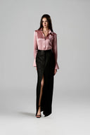 Rosé Lumière Satin Silk Tailored Shirt for women, from IHF STUDIO, The Viet Concept