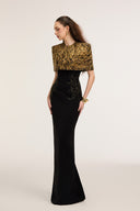 21SIX • Elowen Crepe Square-Shoulder Crystal-Embellished Gown