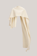 Cream Da Asymmetric High Neck Cotton Cape for women, from TINH, The Viet Concept 