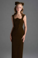 IHF STUDIO • Amara Lyon Velvet Crystal Midi Column Dress