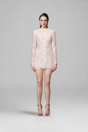 IHF STUDIO • Celestia Pearl-Embellished Mesh Lace Mini Dress – The Viet Concept IHF STUDIO • Celestia Pearl-Embellished Mesh Lace Mini Dress – The Viet Concept