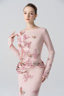 L'ALLÉE • Butterfly Veil Embellished Pencil Dress