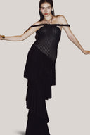  Noir Diva Ruffle Maxi Dress for women, from La Vierge, The Viet Concept 