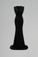 Noir Étoile Draped Shimmer Jersey Trumpet Gown for women, from IHF STUDIO, The Viet Concept 