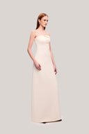 Cream Giai A-line Sleeveless Ribbed Burlap Maxi Dress for women, from TINH, The Viet Concept 