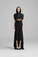 SORAMAME • Black Interval Hooded Sequin Cropped Capelet