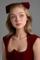 IHF STUDIO • Amara Lyon Velvet Crystal Midi Column Dress