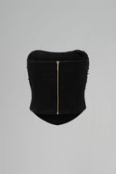 IHF STUDIO • Black Crystal Embellished Strapless Corset Top