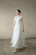 White Mei Convertible Silk Organza Mesh Maxi Dress for women, from DANG PHONG DESIGNER, The Viet Concept