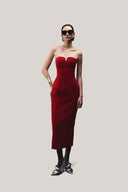Edana Sheath Open Shoulder Velvet Midi Dress for women, from HOBB, The Viet Concept 