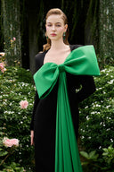 Luxury Column Evening Gown Trapeze Neckline With Oversized Bow for women, from IHF ATELIER, The Viet Concept