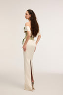 21SIX • Malika Silk Taffeta Off-Shoulder Crystal Floral Gown