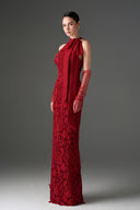 IHF STUDIO • Garden 3D Floral Lace Halter Maxi Dress