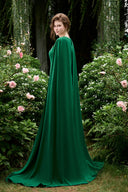 Emerald Trapeze Neck Column Evening Gown With Draped Cape for women, from IHF ATELIER, The Viet Concept
