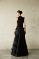 Erina Crystal Embellished Mesh Bodysuit & Maxi Skirt Set for women, from DANG PHONG DESIGNER, The Viet Concept