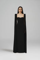 L' SCARLETT • Sculpted Crystal Floral U-Neck Floor-Length Maxi Dress