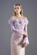 ROSEE de MATIN • I-Line Purple Rose Beaded Dress