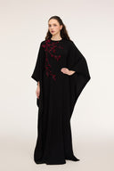 21SIX • Inara Crepe Crystal-Embellished Cape Sleeve Kaftan Gown