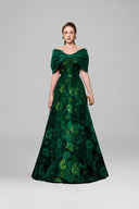 Noir Jardin Strapless Bow A-Line Jacquard Evening Gown for women, from IHF ATELIER, The Viet Concept