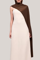 Cream Da Asymmetric High Neck Cotton Cape for women, from TINH, The Viet Concept 