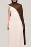 Cream Da Asymmetric High Neck Cotton Cape for women, from TINH, The Viet Concept 