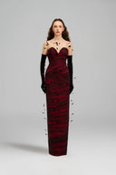 21SIX • Maribel Silk & Tulle Crystal-Embellished Gown with Velvet Gloves