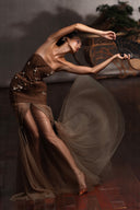 HUELLEY ROSE • Bru Crystal-Embellished Taffeta & Mesh Strapless Gown