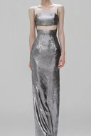 Argento Metallic Satin Lamé Evening Gown for women, from SORAMAME, The Viet Concept