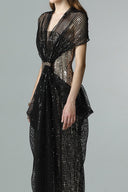 Nightfall Gold Sequin Mesh Cape Tube Dress for women, from SORAMAME, The Viet Concept