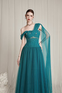 Andromé Mallard Green Soft Mesh Gown Dress for women, from CALISTA, The Viet Concept 