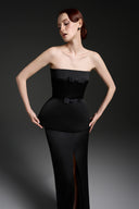 Noir Élan Strapless Peplum Top for women, from IHF STUDIO, The Viet Concept 