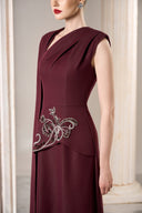 GVLUX • Rococo Drape Asymmetric Denim Column Gown