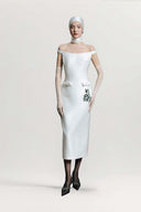 Emanuel Floral Beaded Off-Shoulder Silk Crepe Midi Dress for women, from HOBB, The Viet Concept 