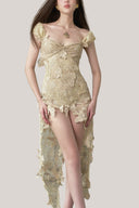 Beige La Farfalla Mini Dress for women, from La Vierge, The Viet Concept 