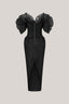 Black Mystic Sheath Square Neck Velvet Ankle Length Dress for women, from Calista, The Viet Cocnept 