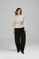 Light Beige Wool Plaid Twisted Plaid for women, from LECIA, The Viet Concept 